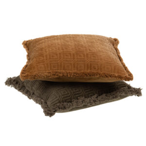 Coussin Géométrique Kaki & Camel 45x45 Cm Set de 2