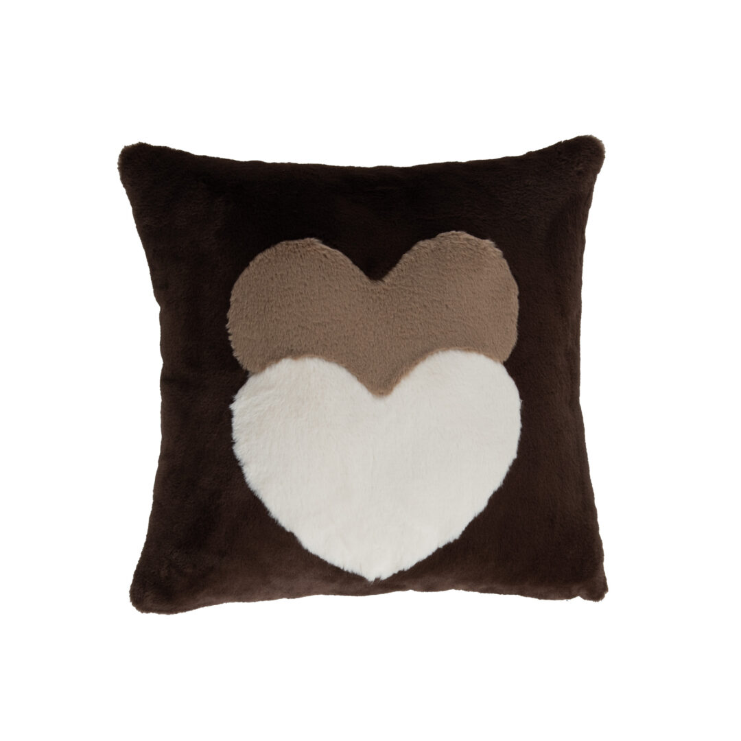 Coussin Cœur Luxe Chocolat 50x50 Cm