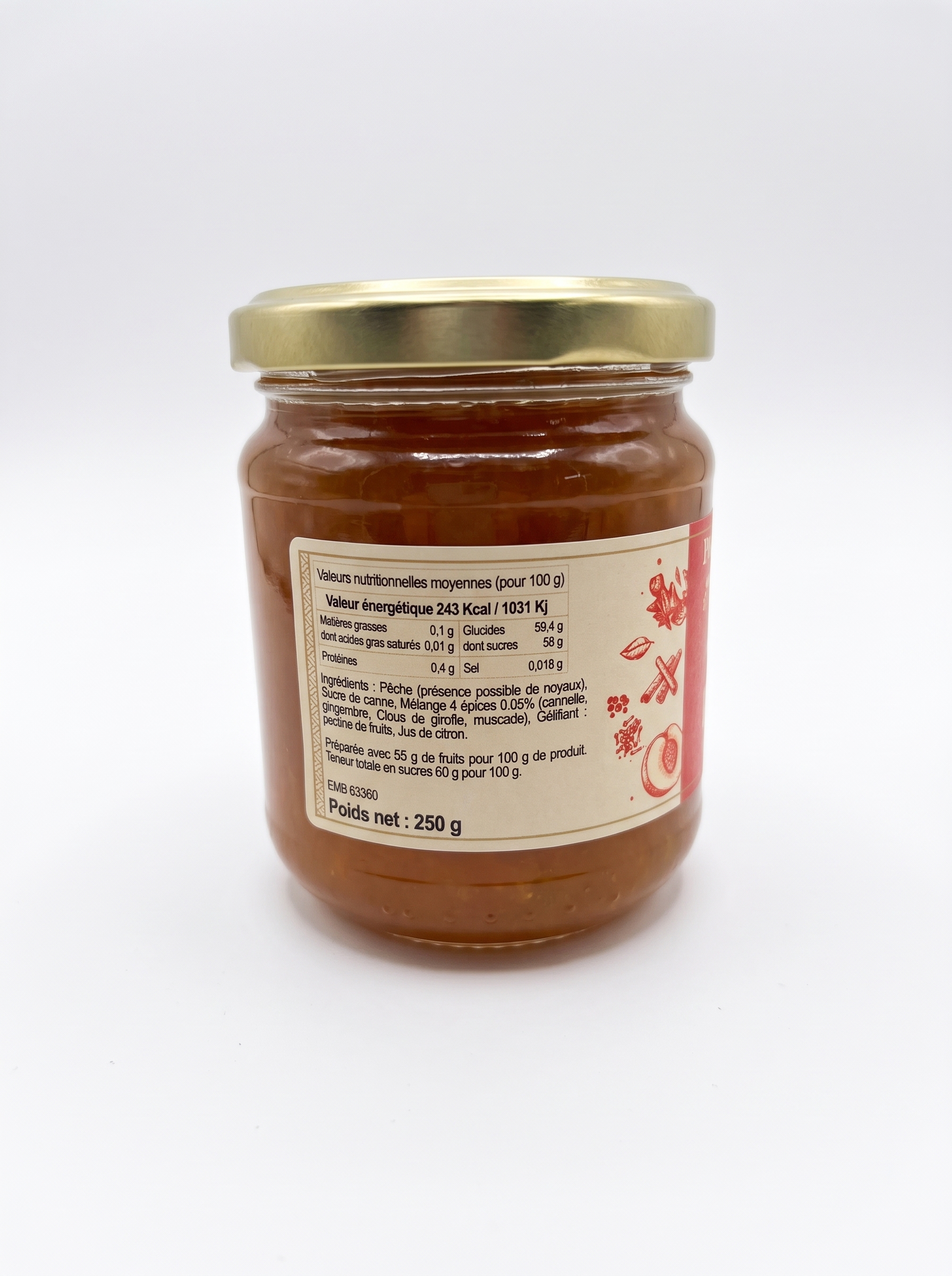 Confiture Pêche aux 4 épices –250 g – Image 2