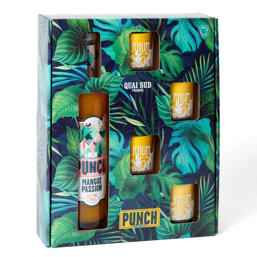 Coffret planteur mangue-passion et ses 4 verres