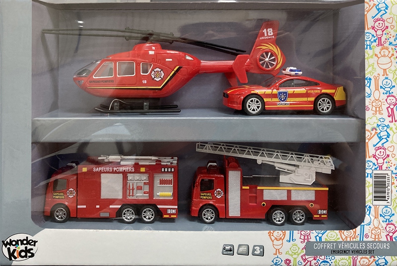Coffret Pompiers 4 Véhicules RétroFriction