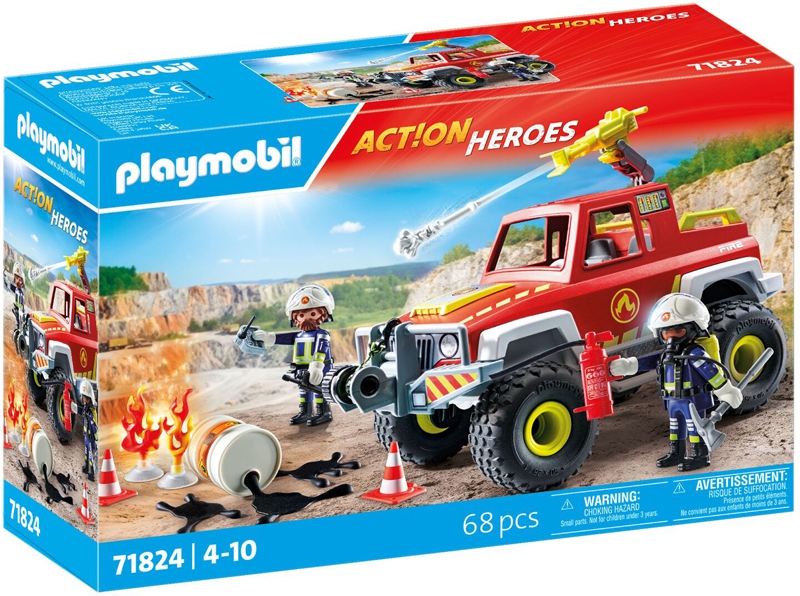 Playmobil -Véhicule de pompiers et bidon enflammé