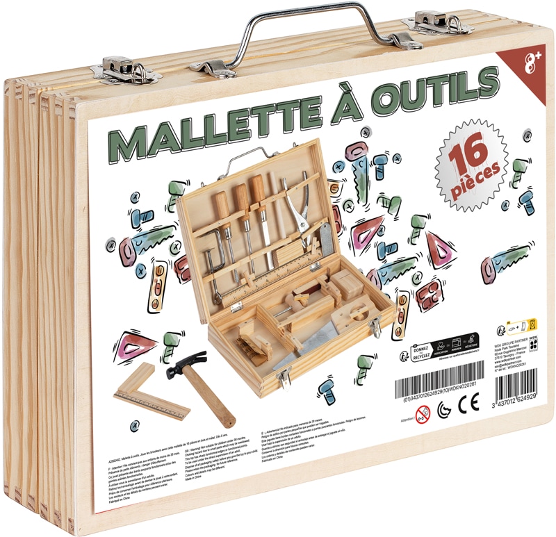 Mallette outils bois en métal 16 pièces – Image 2